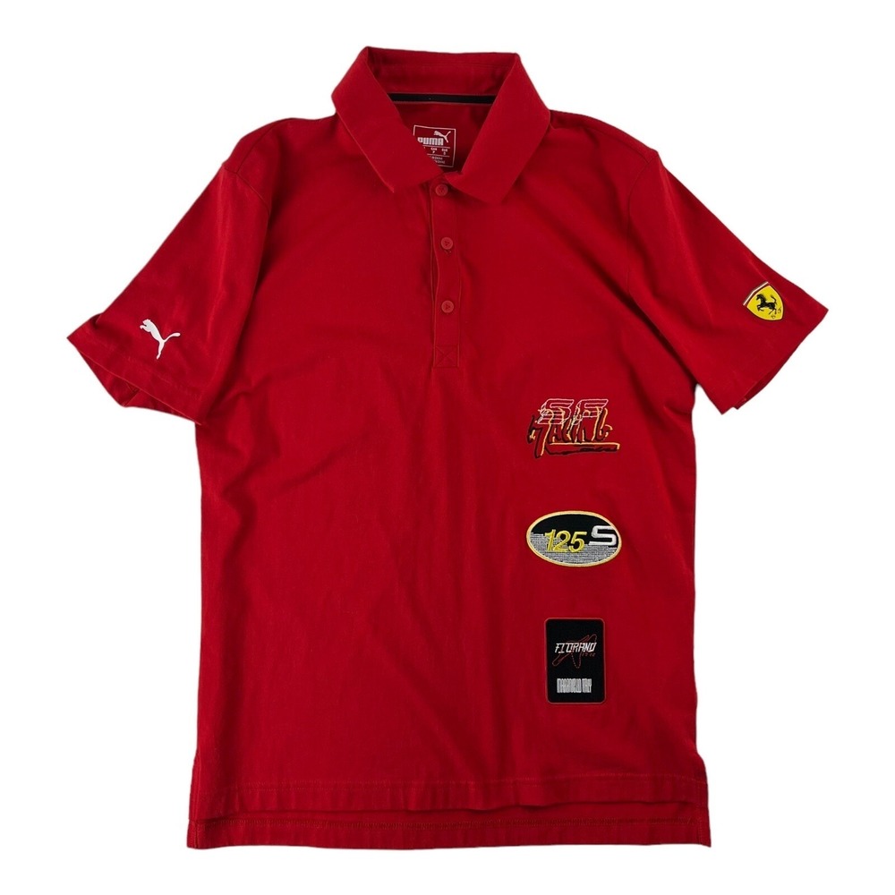 Puma X Ferrari Red Short Sleeve‎ Cotton Polo Shirt Mens Size Small S